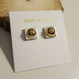 Tory Burch 2 tone stud earrings